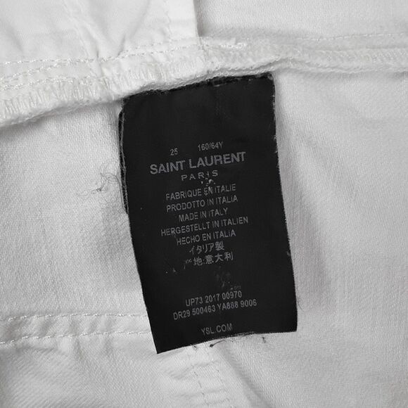 Saint Laurent D18 W/BG-LW White Denim Loose Tapered Women's Jeans 25 - Picture 9 of 9